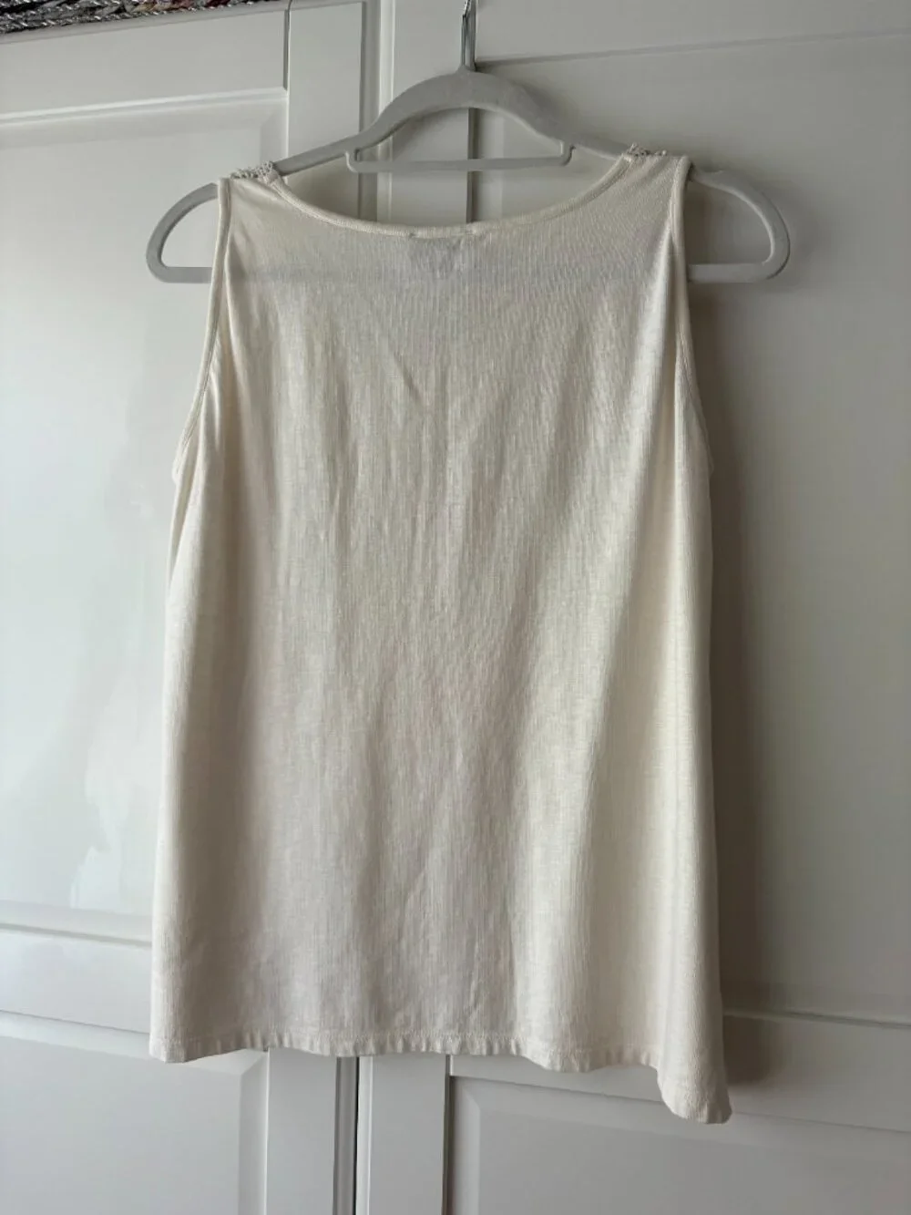 LOFT Outlet White Lace Yoke Sleeveless Tank Top Medium Boho Cottagecore
